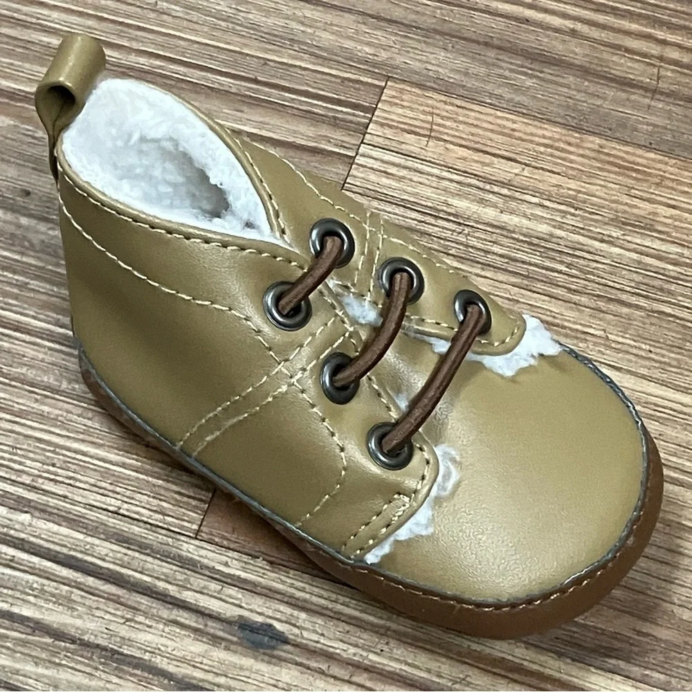 GYMBOREE Baby Infant Soft Ankle Bootie Shoes Faux Fur Lined Unisex SZ 01 NEW
